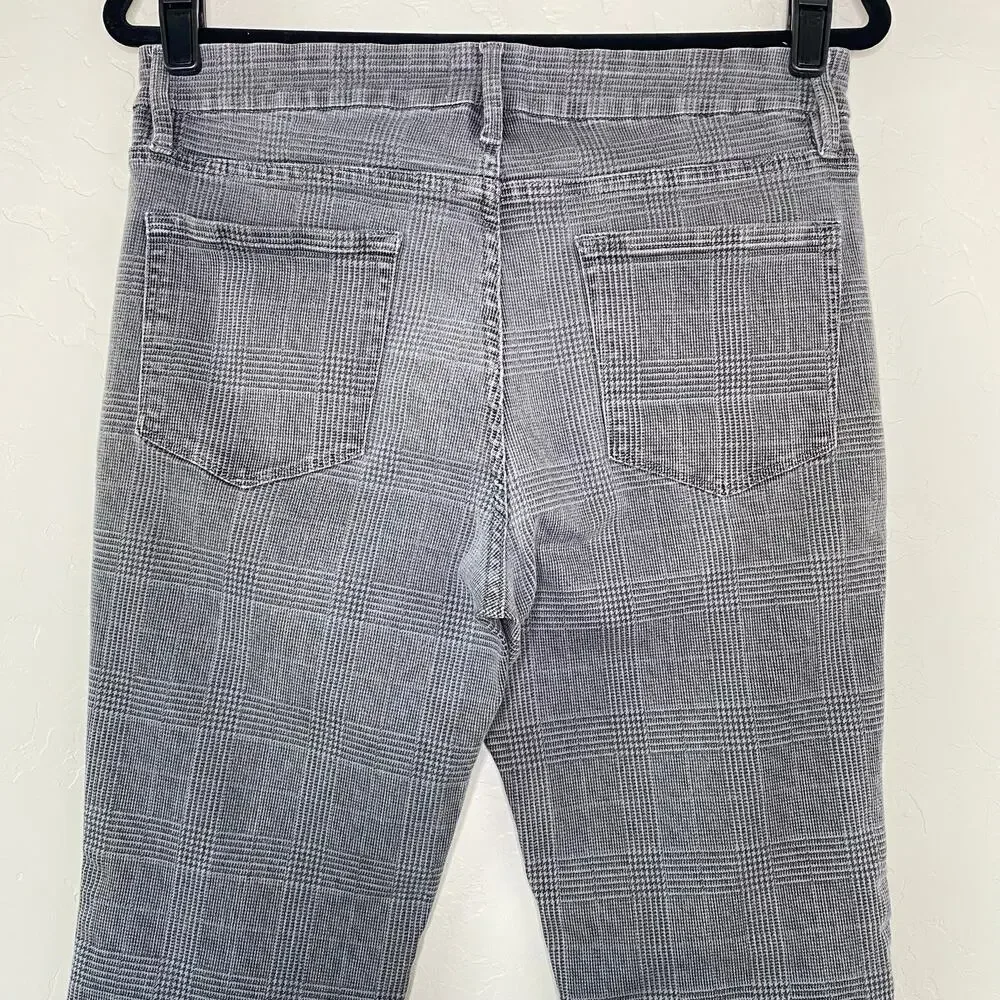 FRAME Le Crop Mini Boot Washed Gray Plaid Check Cropped Bootcut Jeans 30 - Picture 8 of 11